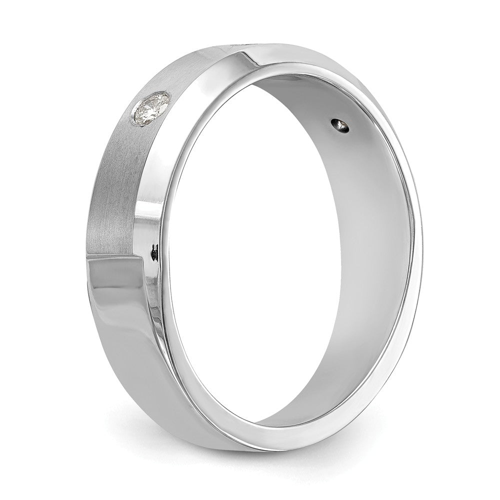 14K White Gold 3-Stone Bezel 1/6 carat Diamond Complete Men's Band - 10