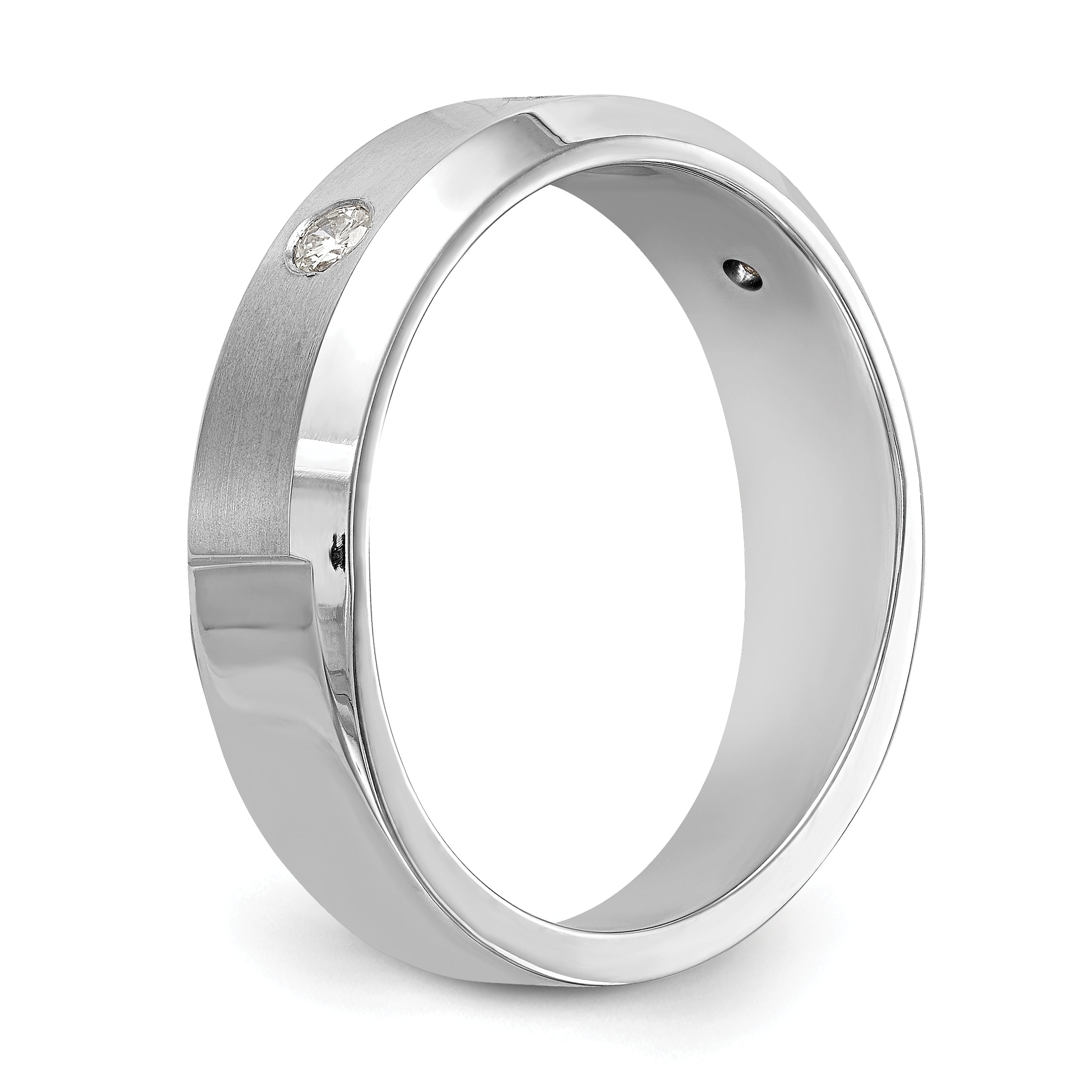 14K White Gold 3-Stone Bezel 1/6 carat Diamond Complete Men's Band