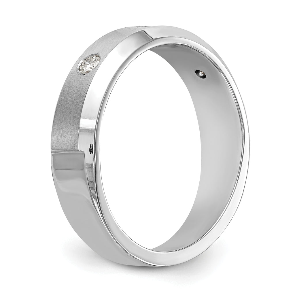 14K White Gold 3-Stone Bezel 1/6 carat Diamond Complete Men's Band
