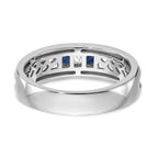 14k White Gold 1/10 carat Diamond and Sapphire Complete Men's Channel Band
