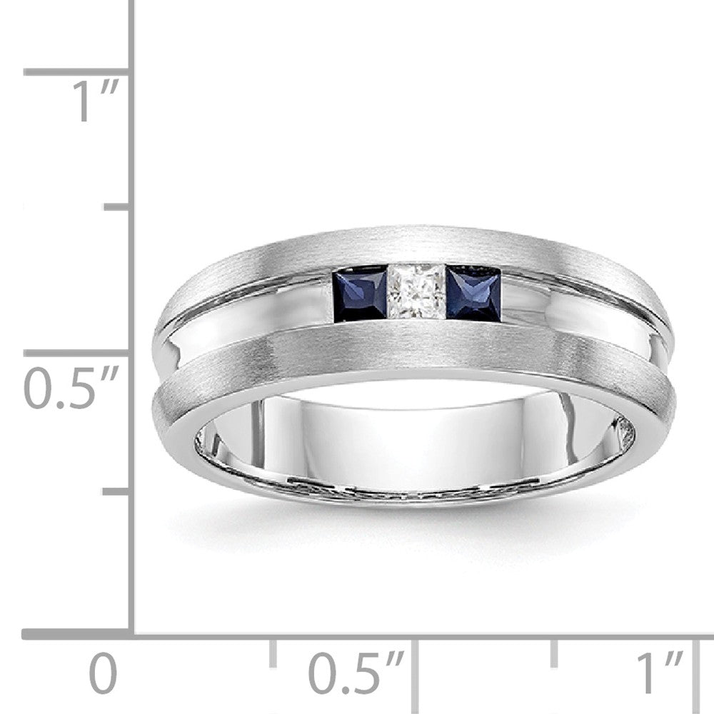 14K White Gold Diamond w/Sapphire Men's Band