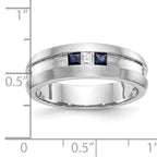 14k White Gold 1/10 carat Diamond and Sapphire Complete Men's Channel Band
