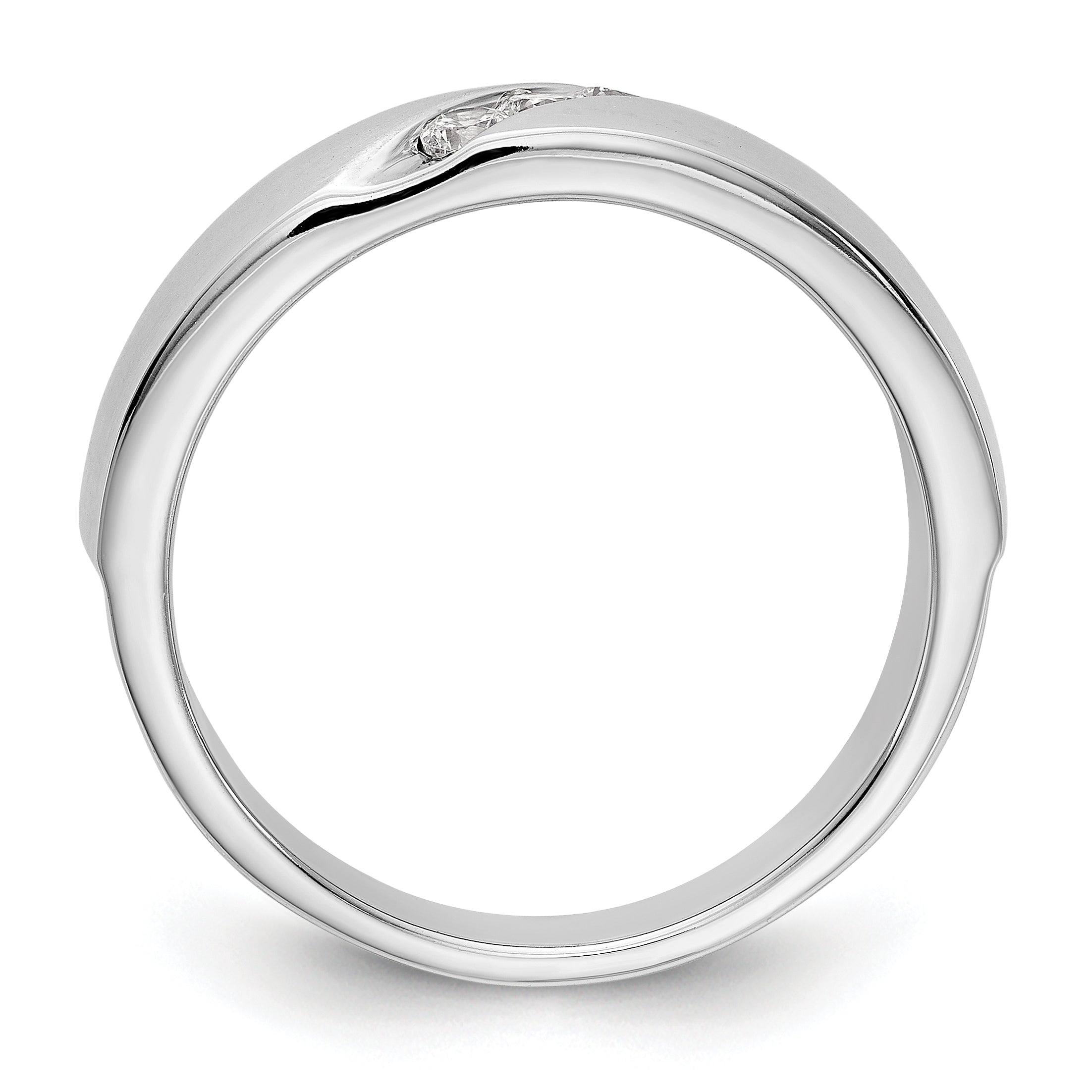 14K White Gold 3-Stone  1/5 carat Diamond Complete Men's Band