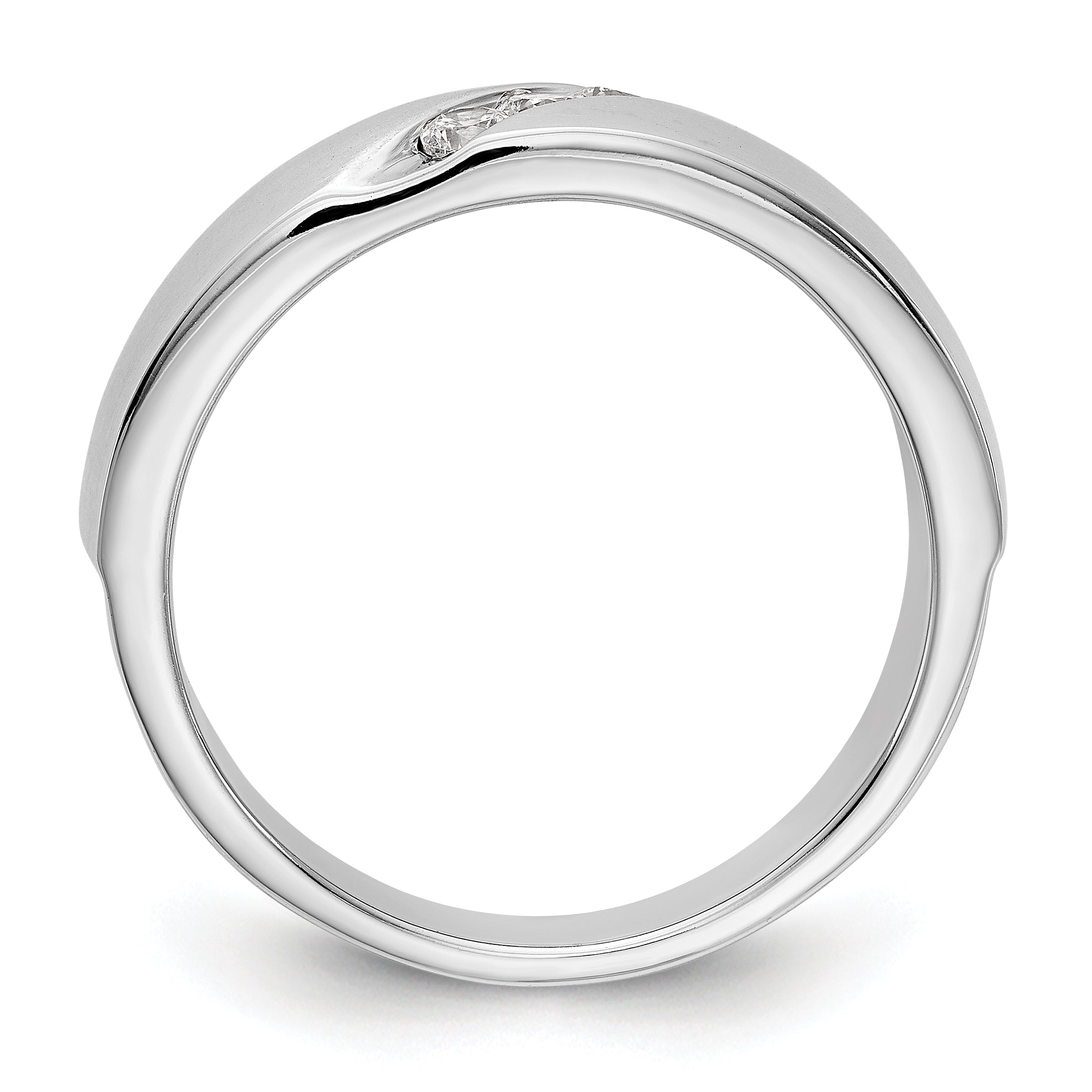 14K White Gold 3-Stone  1/5 carat Diamond Complete Men's Band