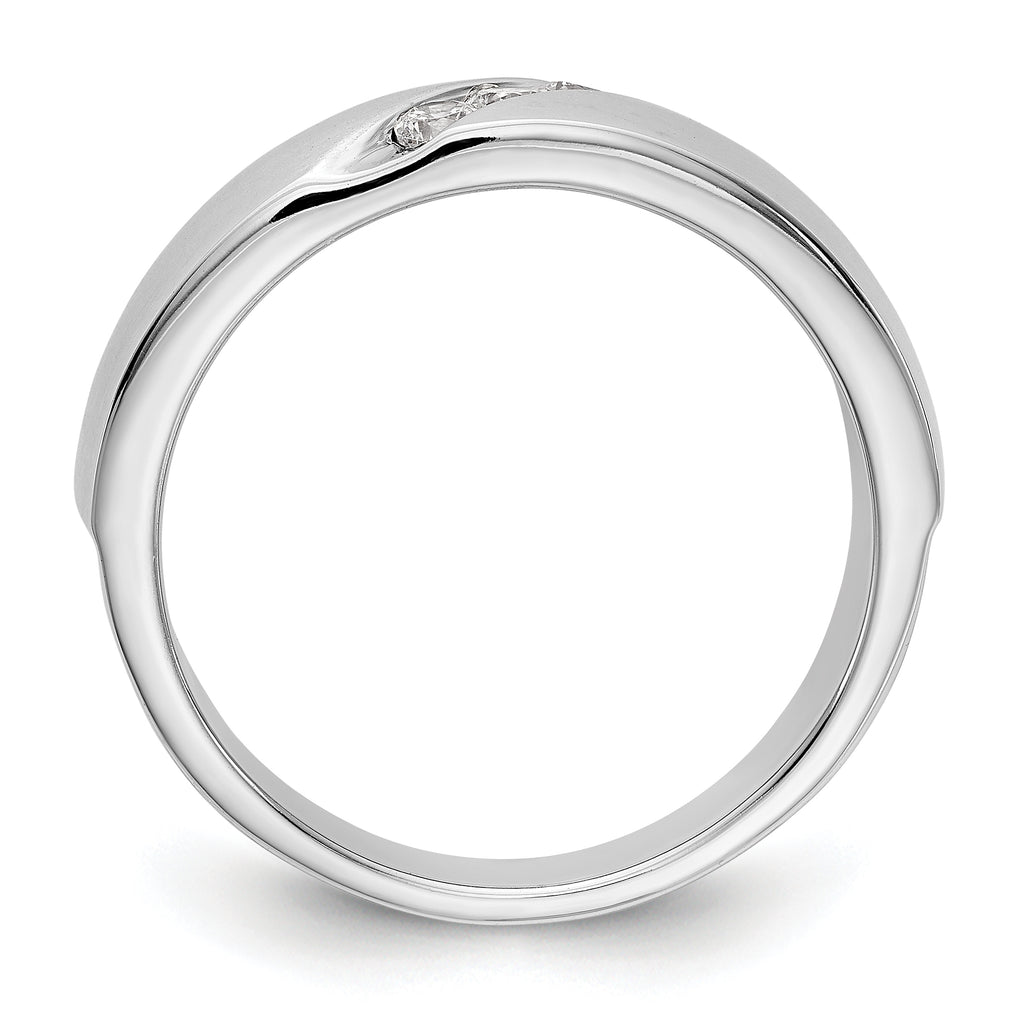14K White Gold 3-Stone  1/5 carat Diamond Complete Men's Band