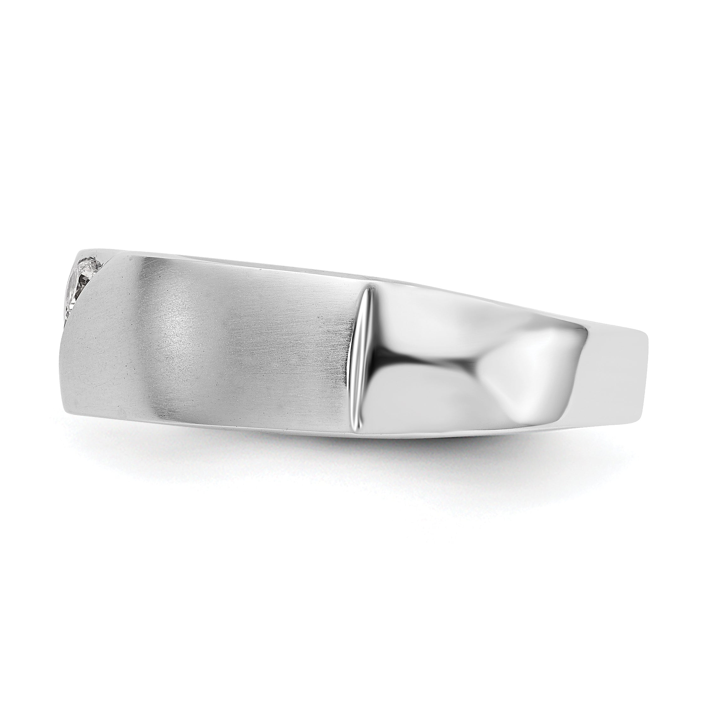 14K White Gold 3-Stone  1/5 carat Diamond Complete Men's Band