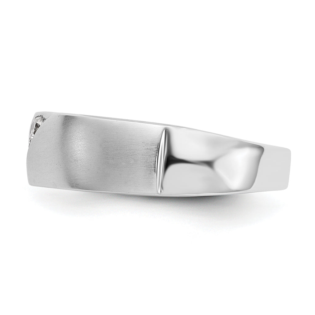 14K White Gold 3-Stone  1/5 carat Diamond Complete Men's Band