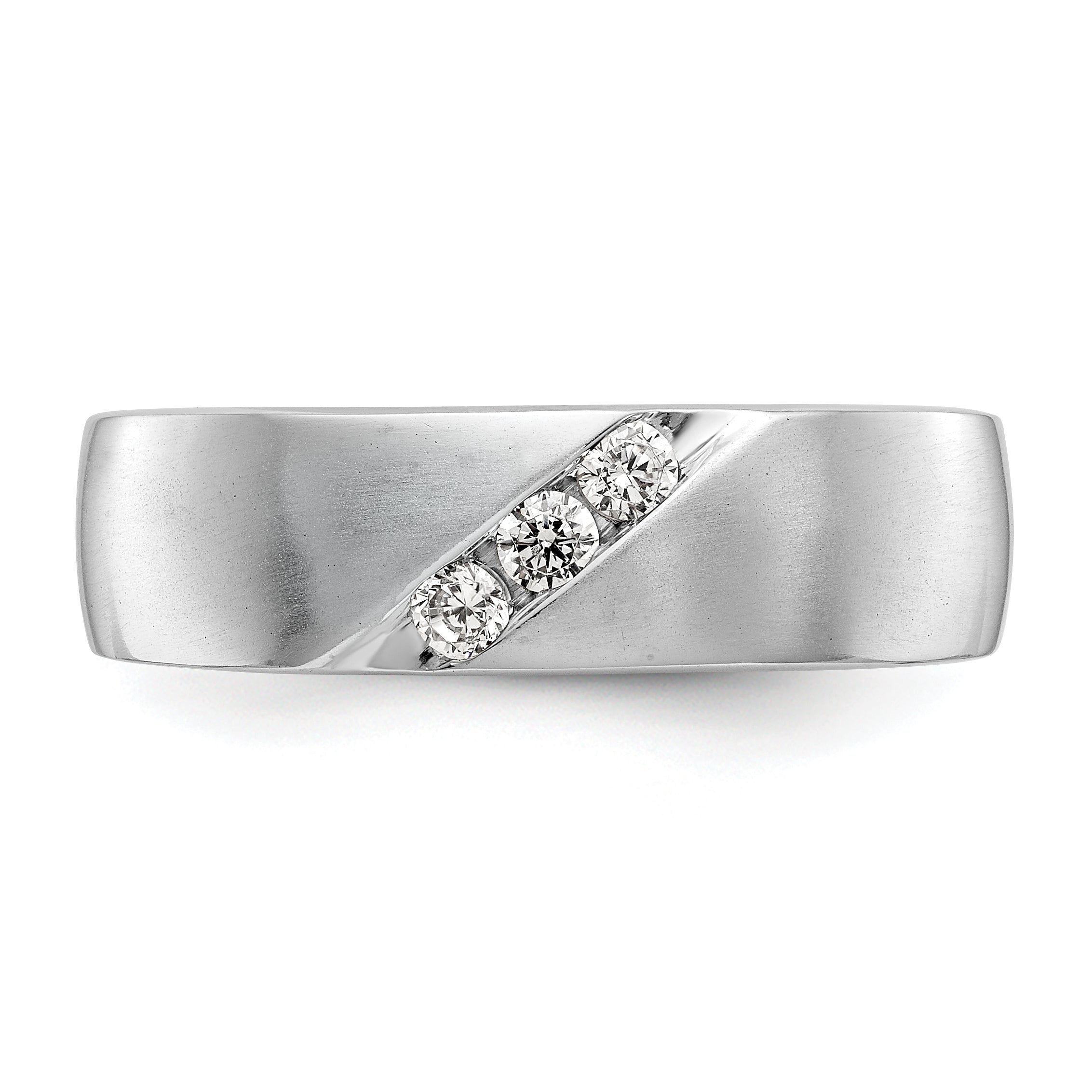 14K White Gold 3-Stone  1/5 carat Diamond Complete Men's Band