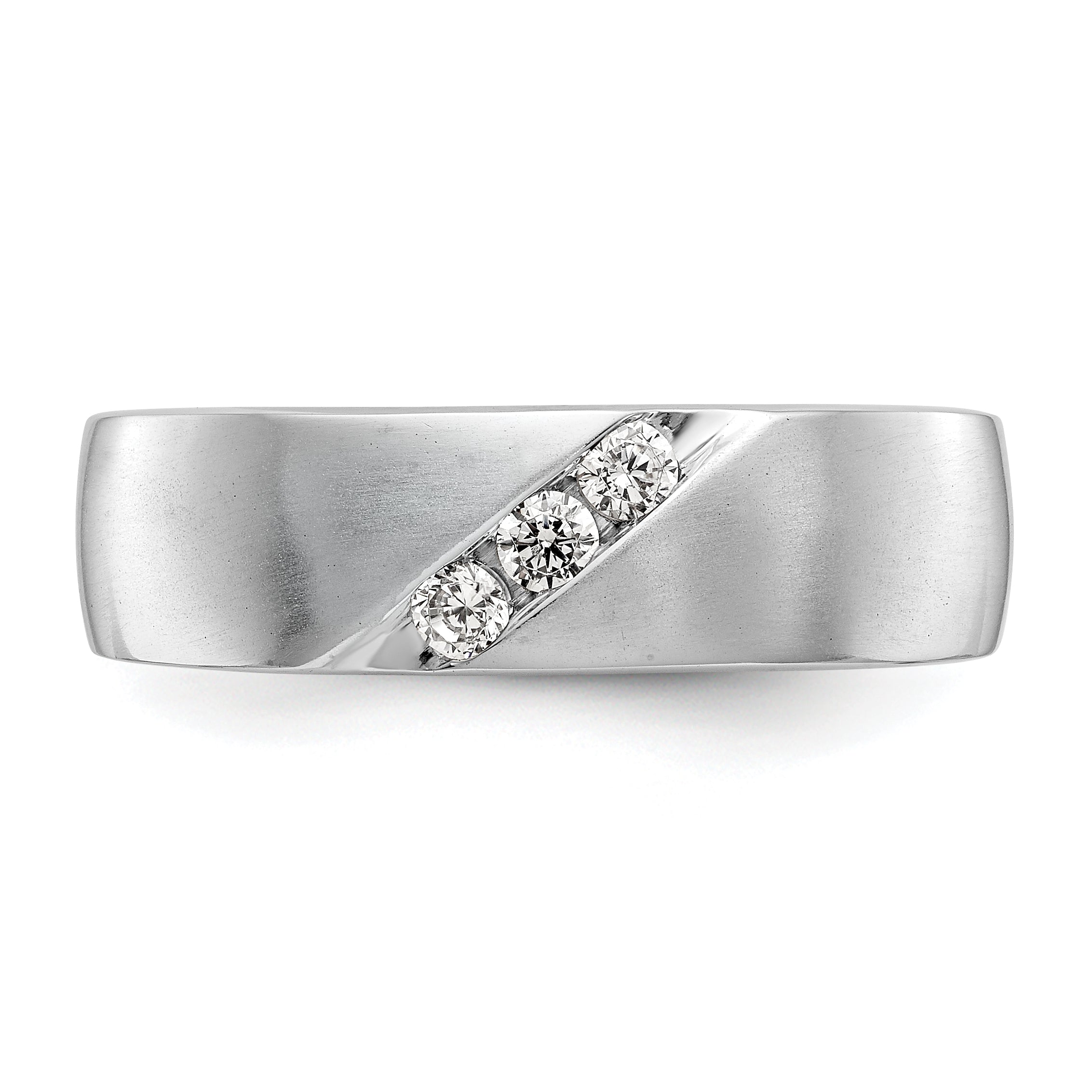 14K White Gold 3-Stone  1/5 carat Diamond Complete Men's Band