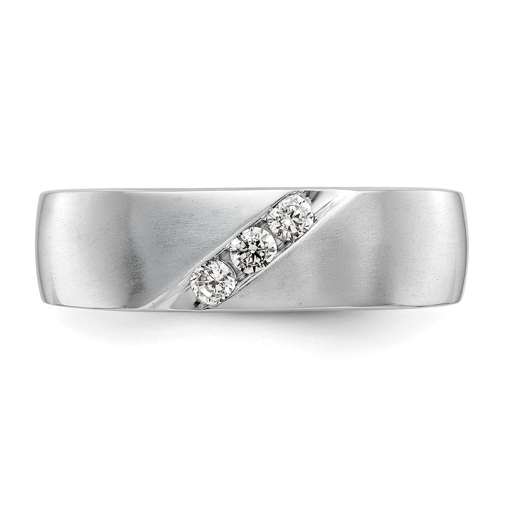 14K White Gold 3-Stone  1/5 carat Diamond Complete Men's Band