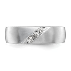 14K White Gold 3-Stone  1/5 carat Diamond Complete Men's Band