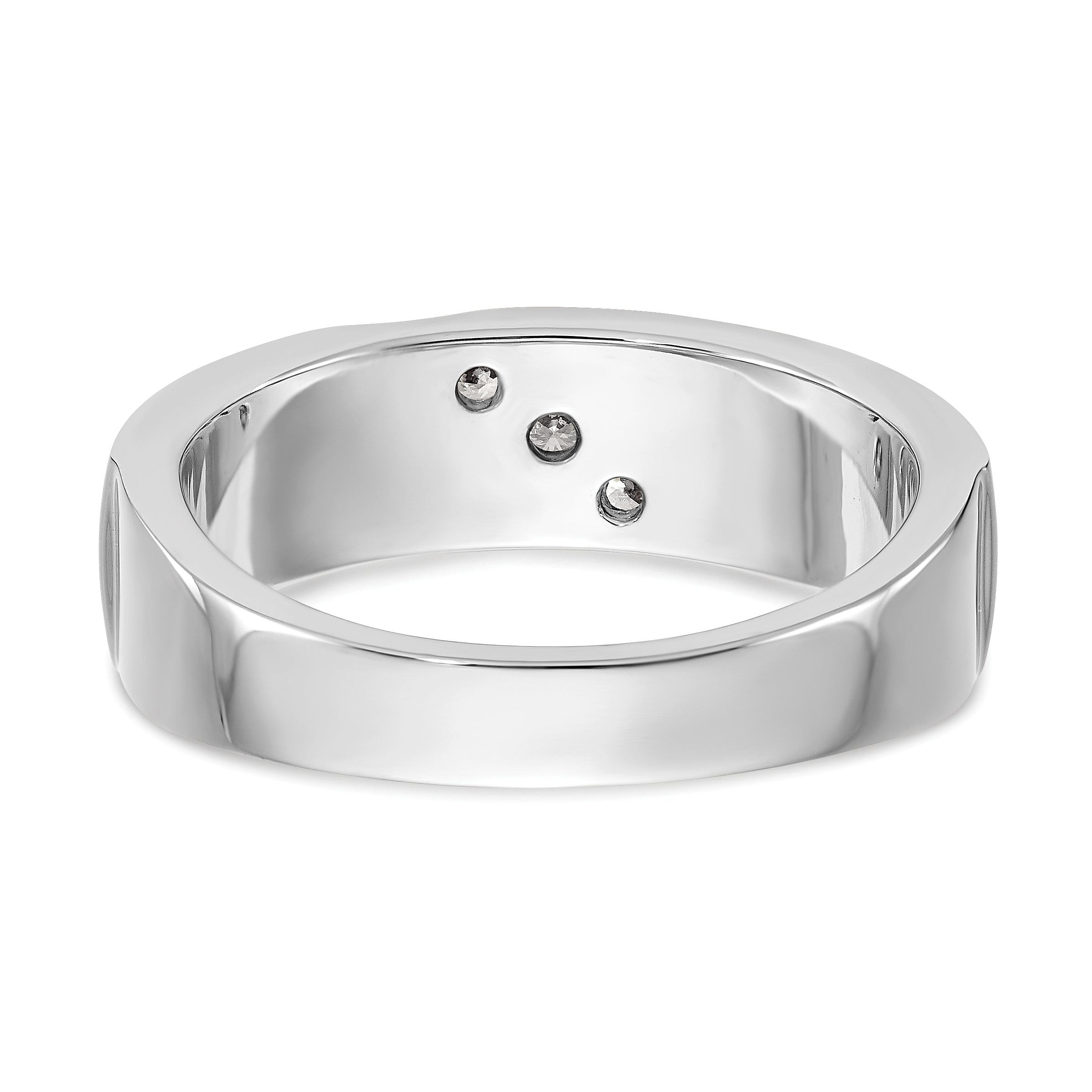 14K White Gold 3-Stone  1/5 carat Diamond Complete Men's Band