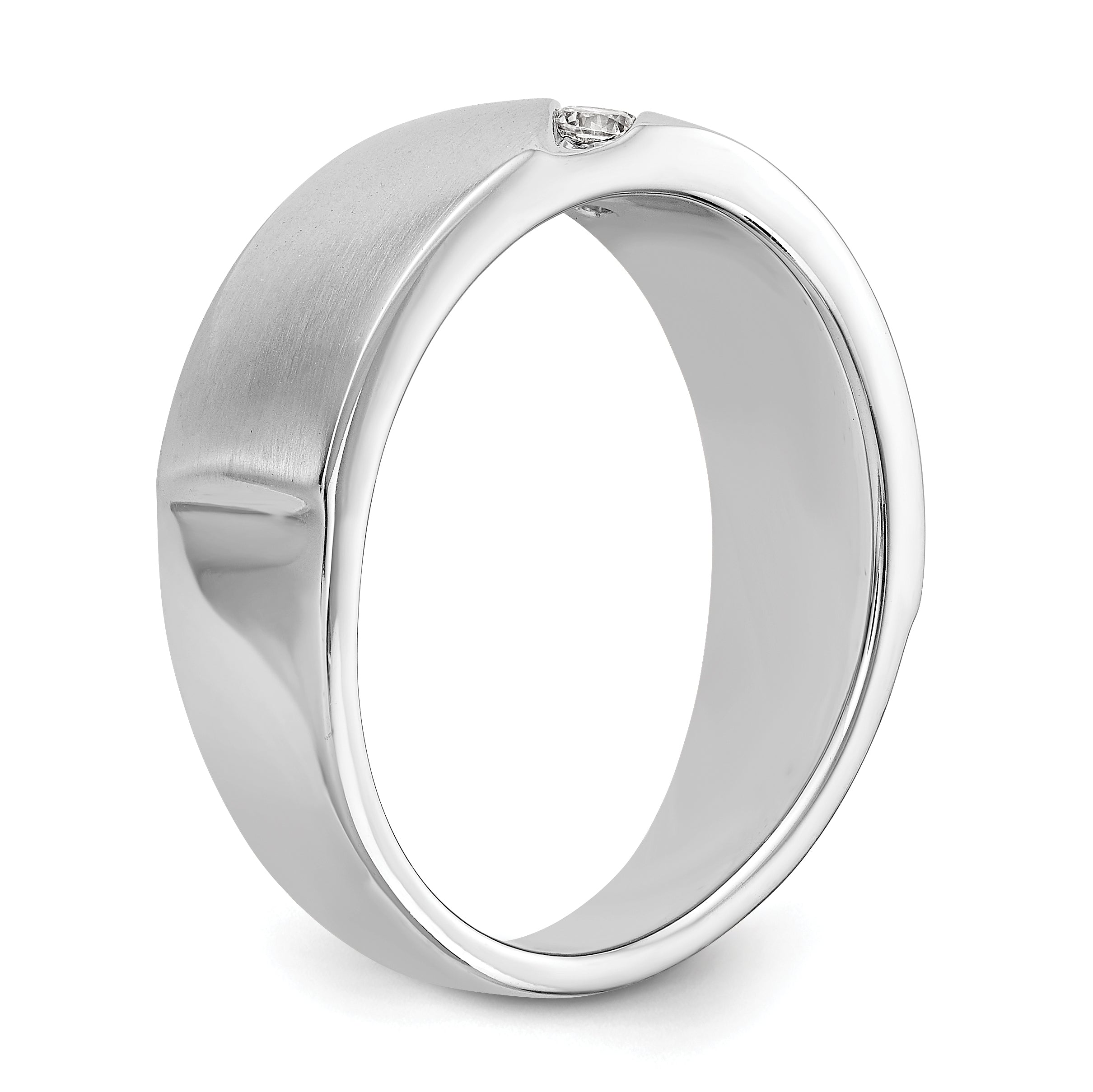 14K White Gold 3-Stone  1/5 carat Diamond Complete Men's Band
