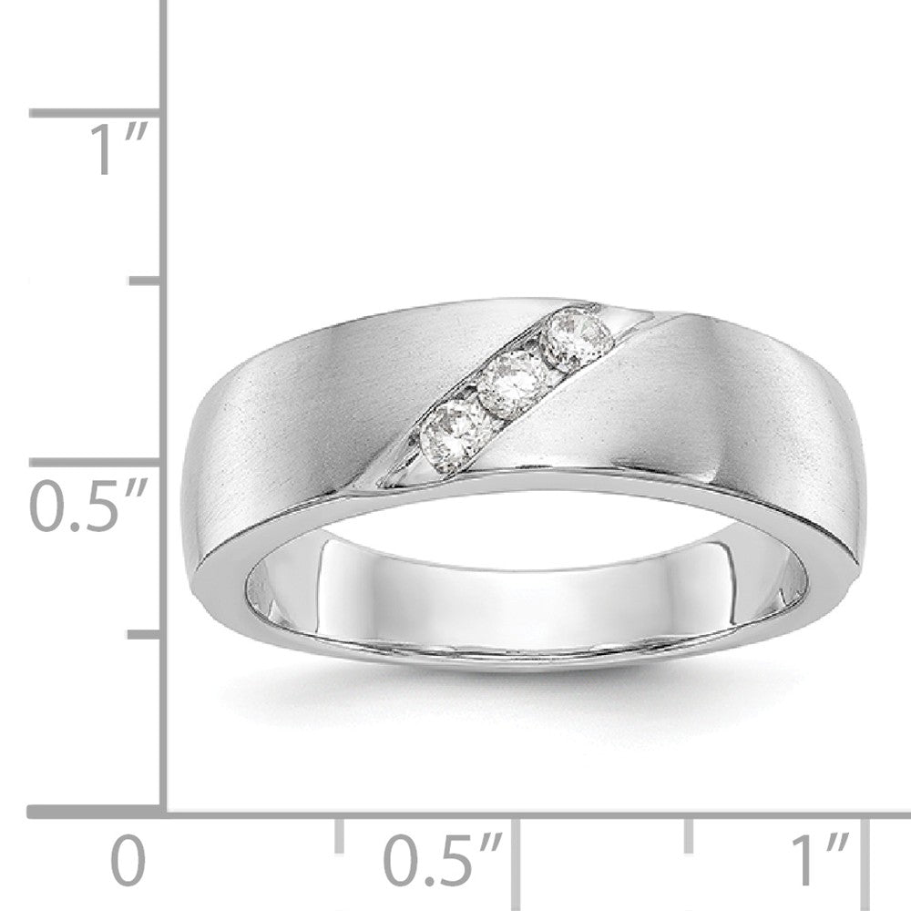 14K White Gold Diamond Men's Band