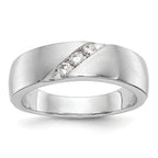 14K White Gold 3-Stone  1/5 carat Diamond Complete Men's Band
