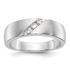14K White Gold 3-Stone  1/5 carat Diamond Complete Men's Band