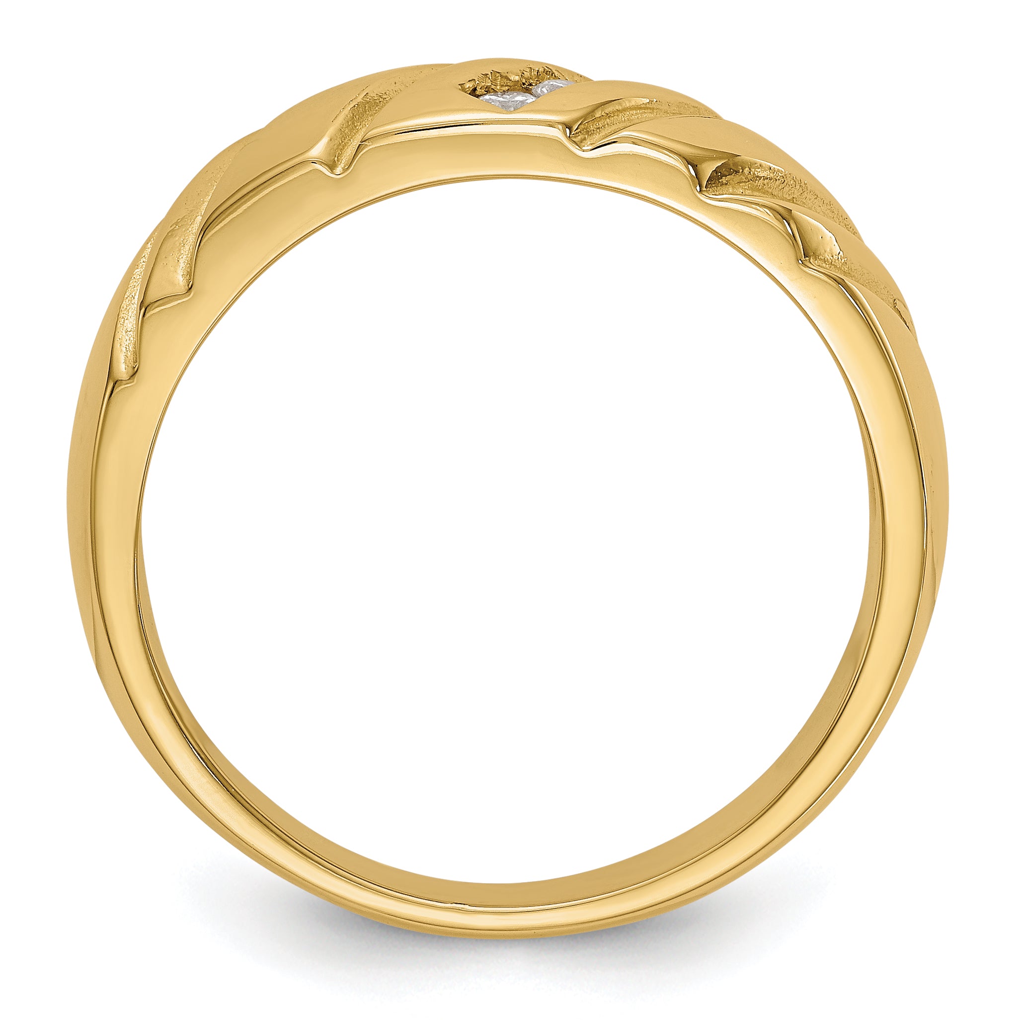 14K 3-Stone 1/8 carat Diamond Complete Men's Band - 10