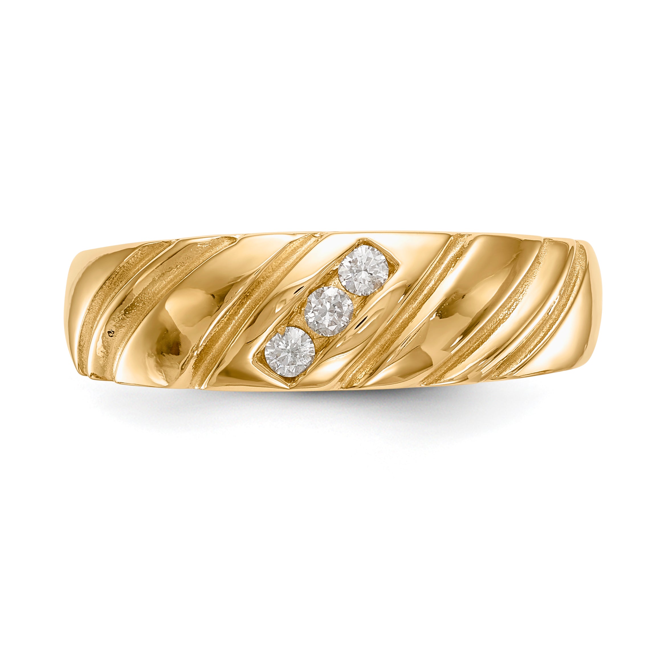 14K 3-Stone 1/8 carat Diamond Complete Men's Band