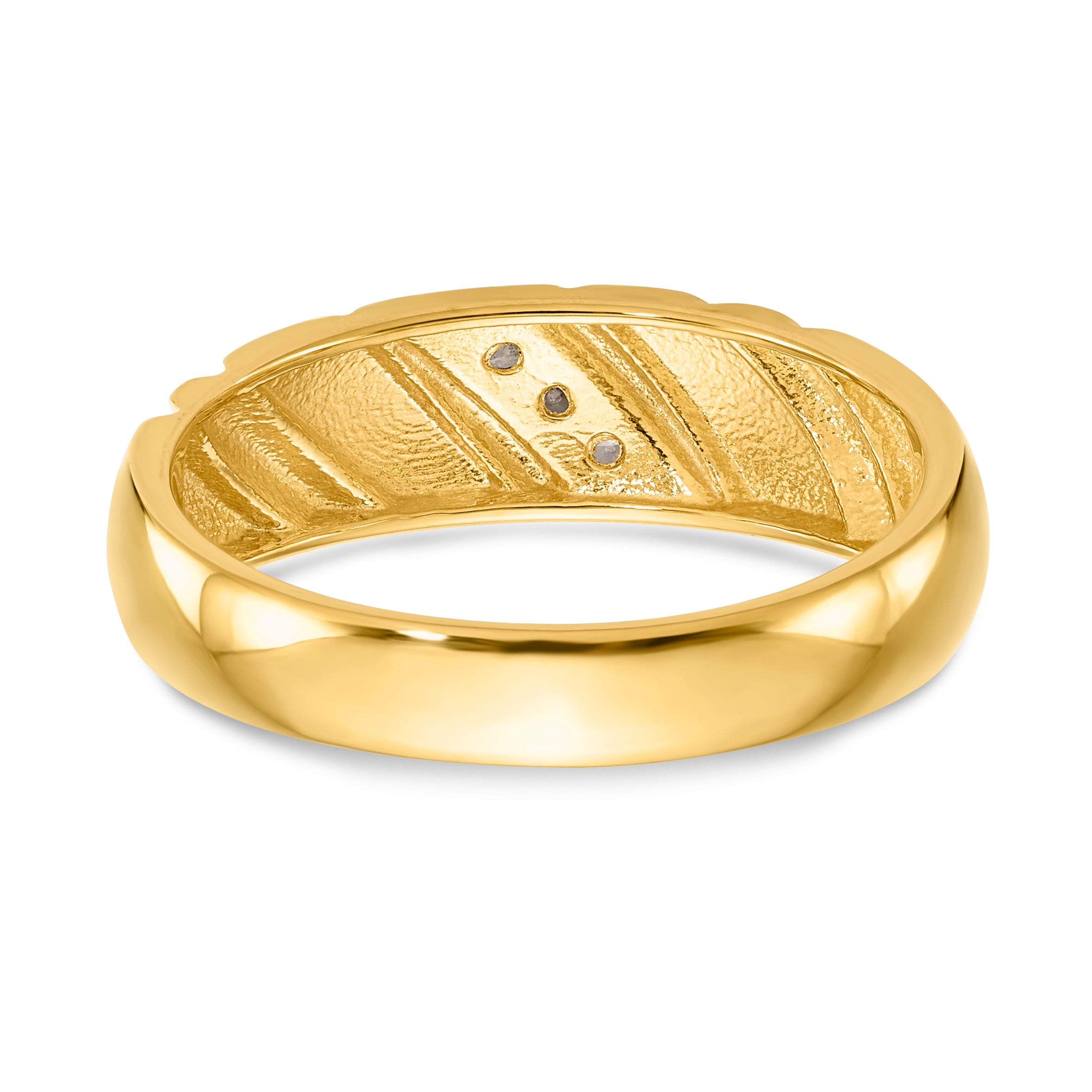 14K 3-Stone 1/8 carat Diamond Complete Men's Band - 10