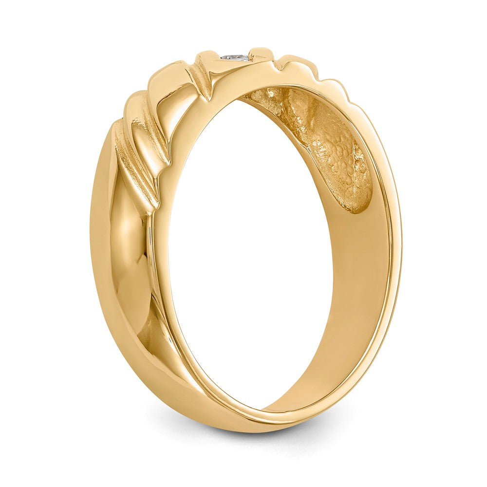 14K 3-Stone 1/8 carat Diamond Complete Men's Band - 10