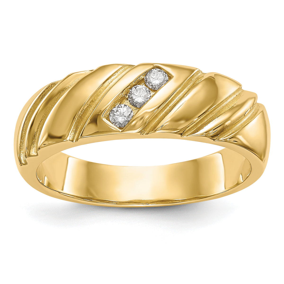 14K 3-Stone 1/8 carat Diamond Complete Men's Band