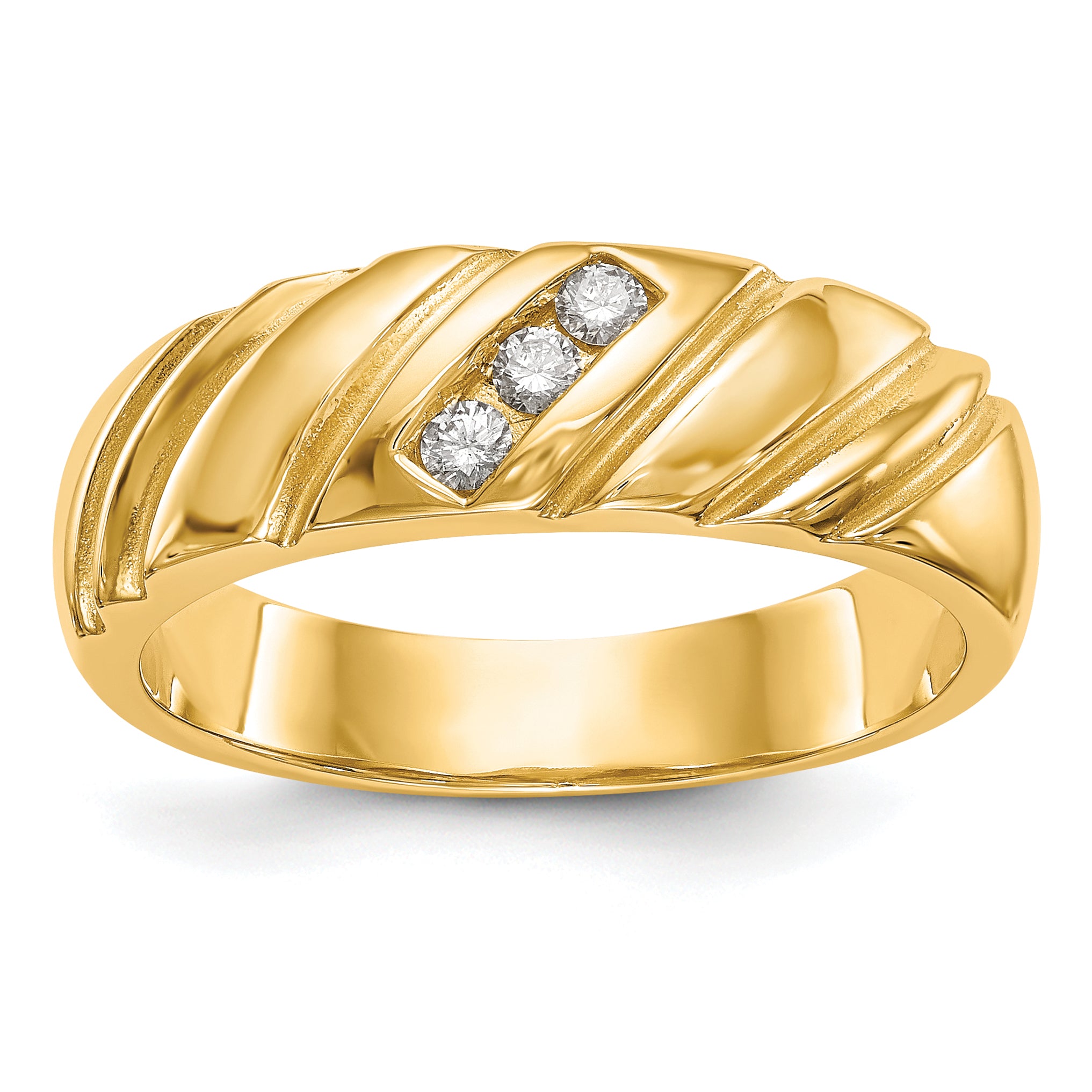 14K 3-Stone 1/8 carat Diamond Complete Men's Band Main image