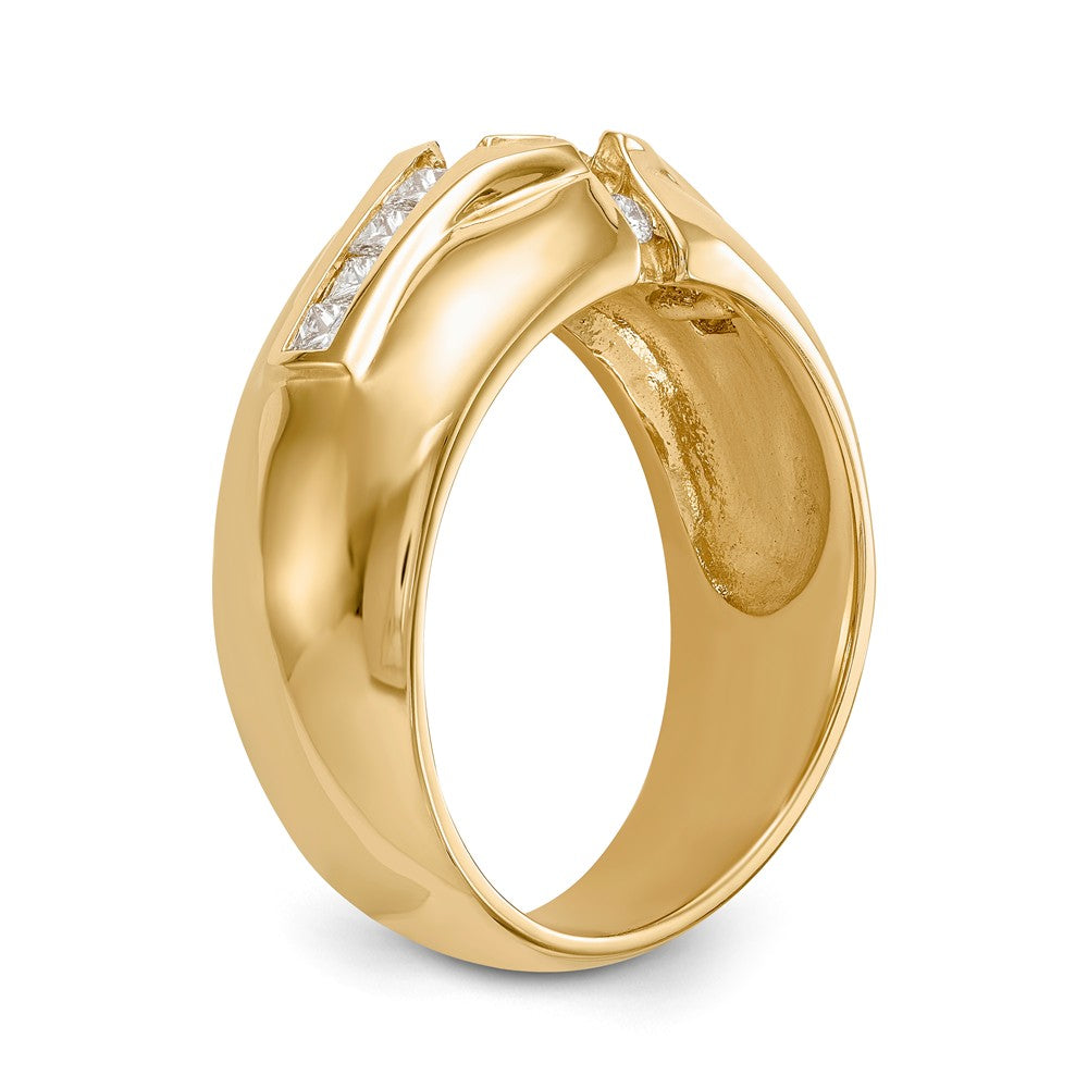 14K (Holds 3/4 carat (5.5mm) Round Center) 1/2 carat Diamond Men's Semi-Mount Ring