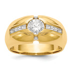 14K (Holds 3/4 carat (5.5mm) Round Center) 1/2 carat Diamond Men's Semi-Mount Ring