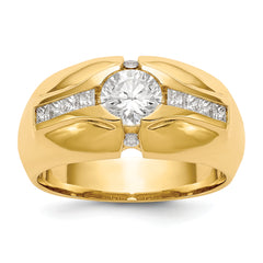 14K (Holds 3/4 carat (5.5mm) Round Center) 1/2 carat Diamond Men's Semi-Mount Ring