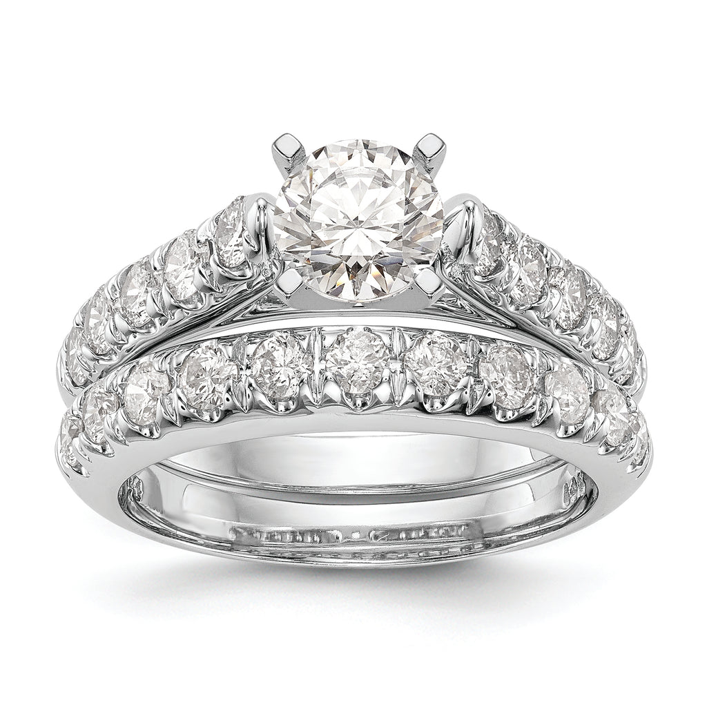 14K White Gold Peg Set 1/2 carat Diamond Semi-mount Engagement Ring