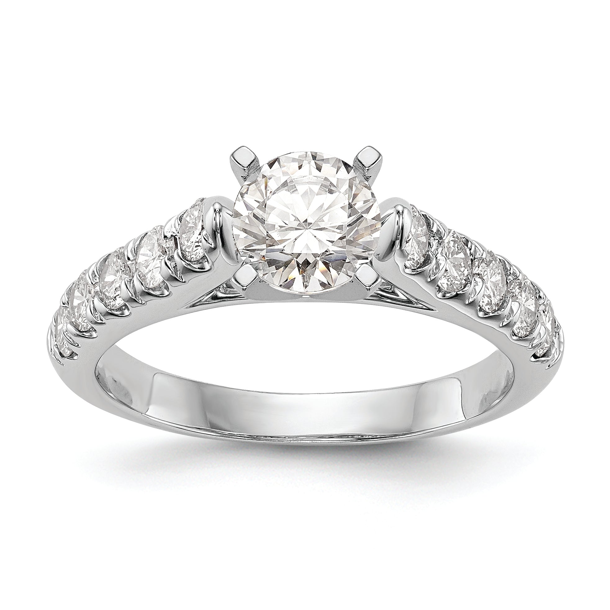 14K White Gold Peg Set 1/2 carat Diamond Semi-mount Engagement Ring Main image