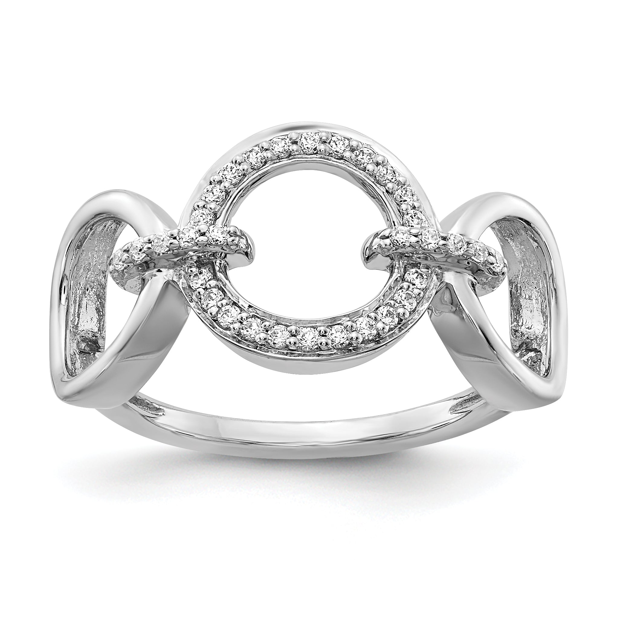 14k White Gold Diamond Fancy Circles Ring Main image