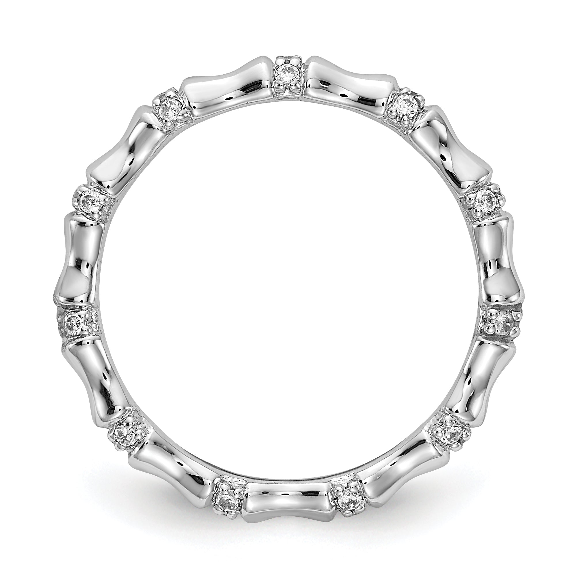14k White Gold Diamond Fancy Bamboo Ring