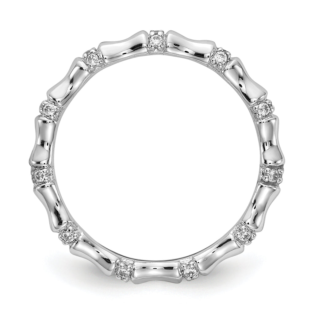 14k White Gold Diamond Fancy Bamboo Ring
