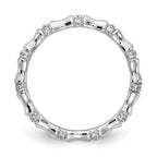 14k White Gold Diamond Fancy Bamboo Ring