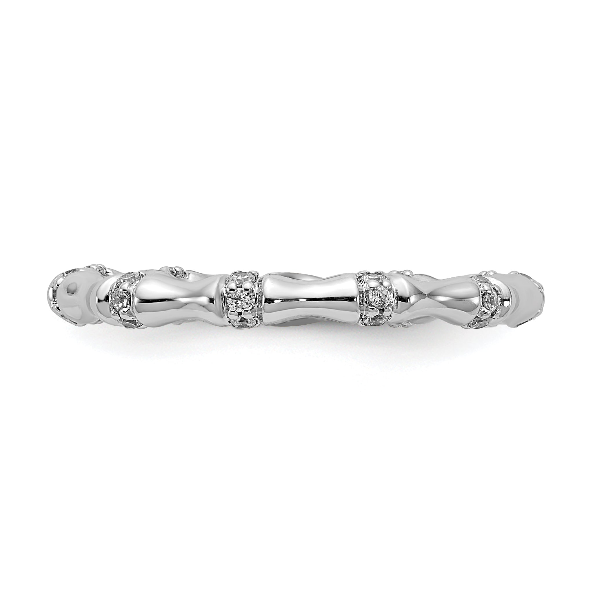 14k White Gold Diamond Fancy Bamboo Ring