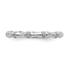 14k White Gold Diamond Fancy Bamboo Ring