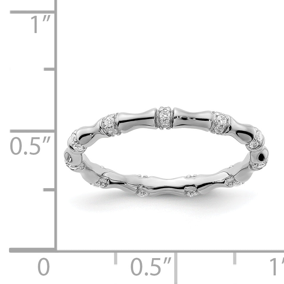 14k White Gold Diamond Fancy Bamboo Ring