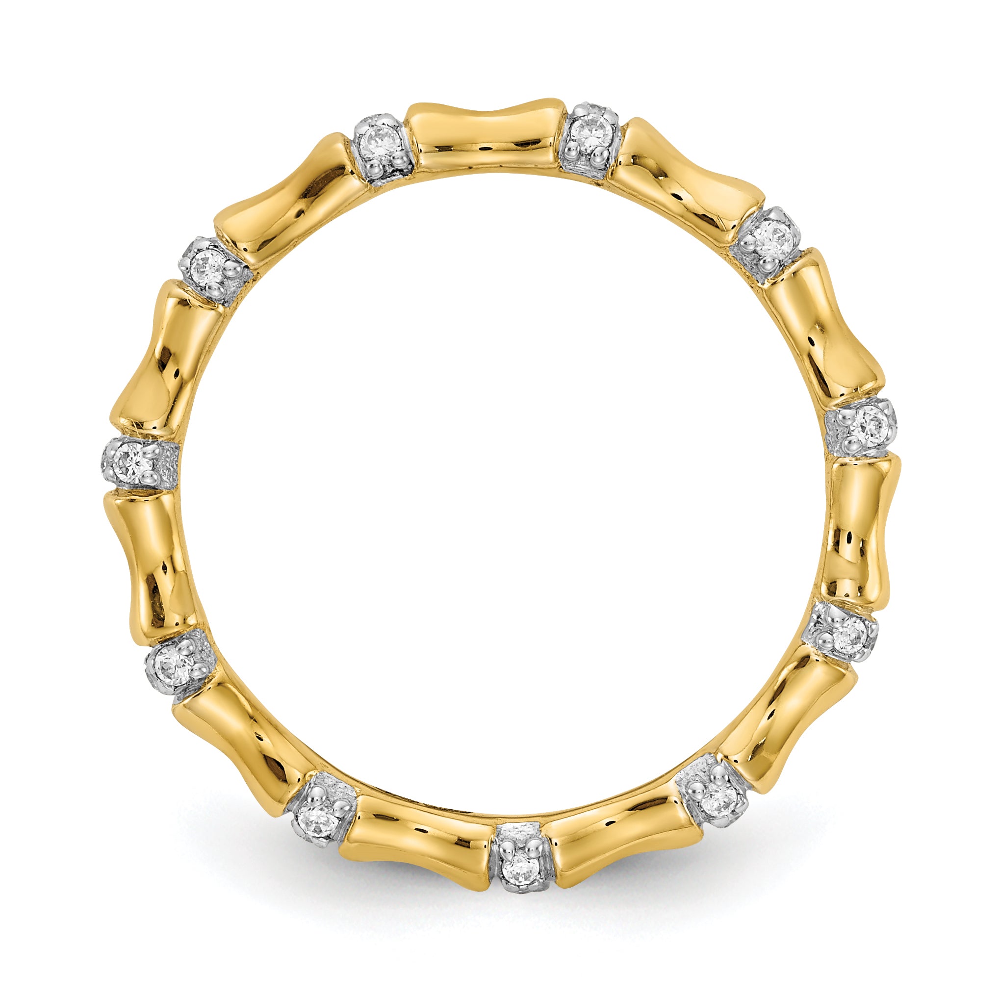 14k Diamond Fancy Bamboo Ring