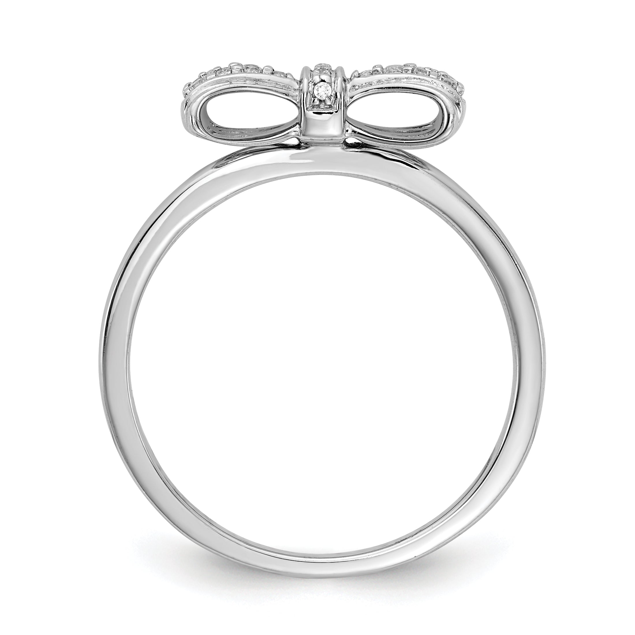 14k White Gold Diamond Bow Ring Secondary image