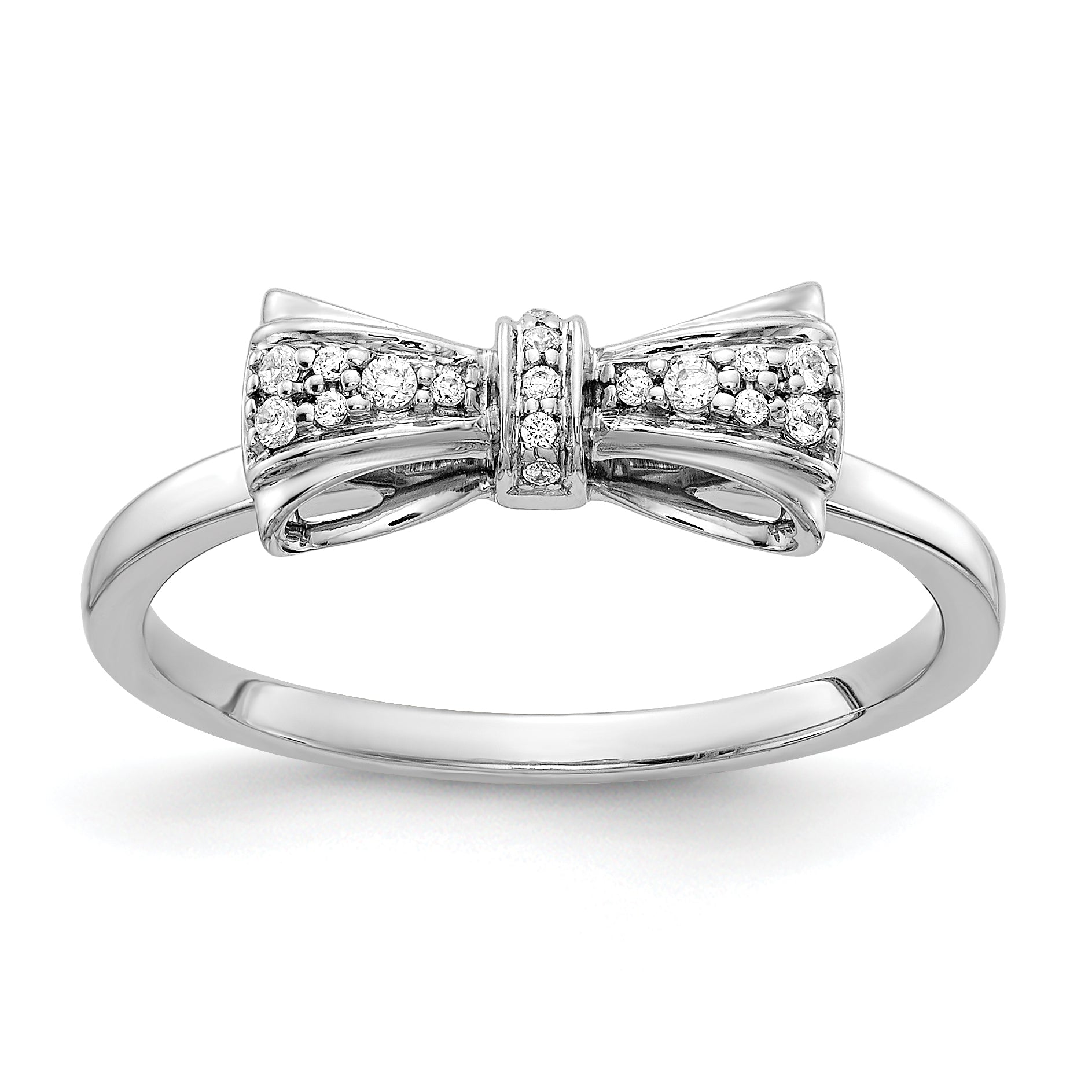 14k White Gold Diamond Bow Ring