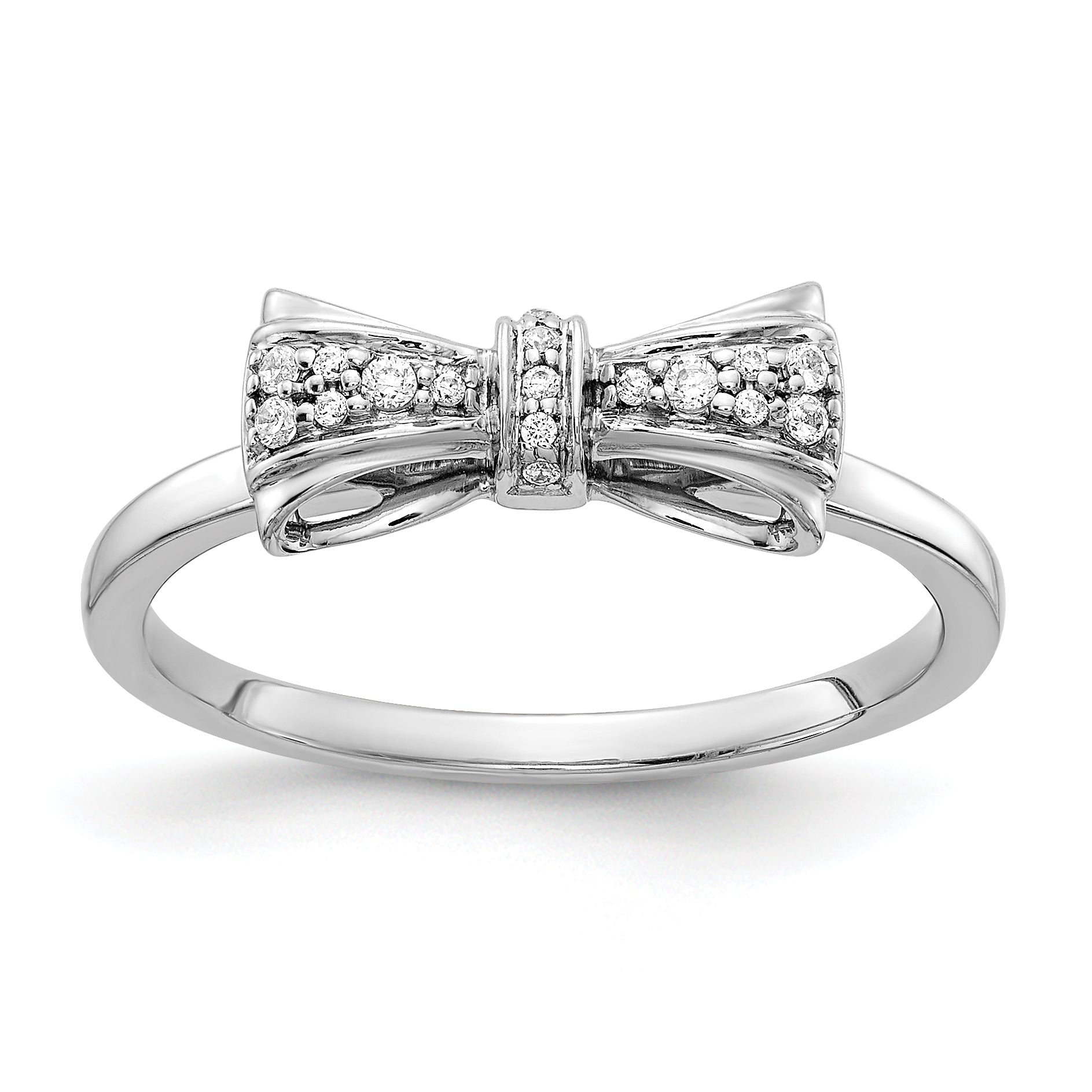 14k White Gold Diamond Bow Ring Main image