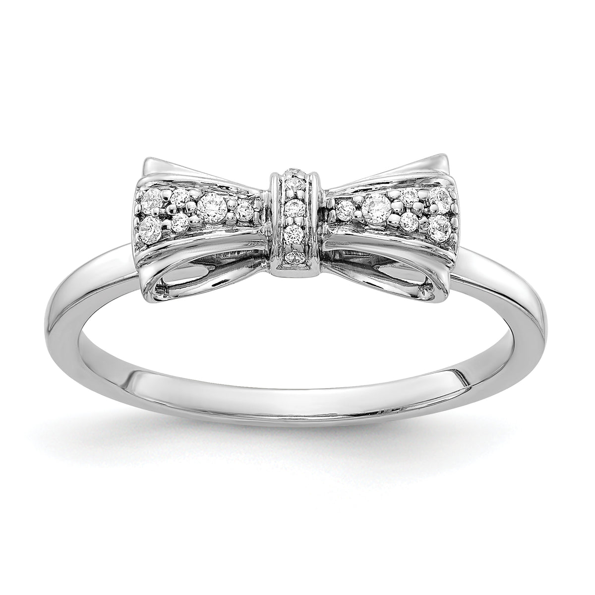 14k White Gold Diamond Bow Ring