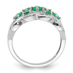 14k White Gold Diamond and Emerald Fancy Ring