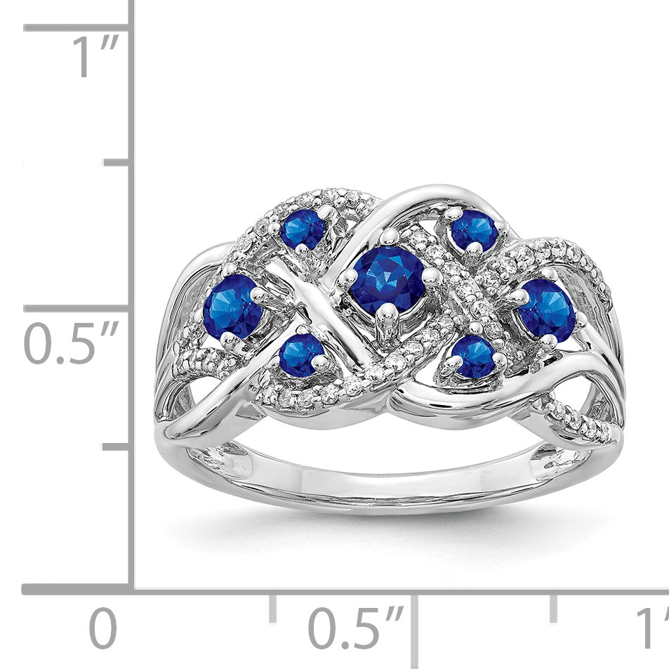 14k White Gold Diamond and Sapphire Fancy Ring Secondary image