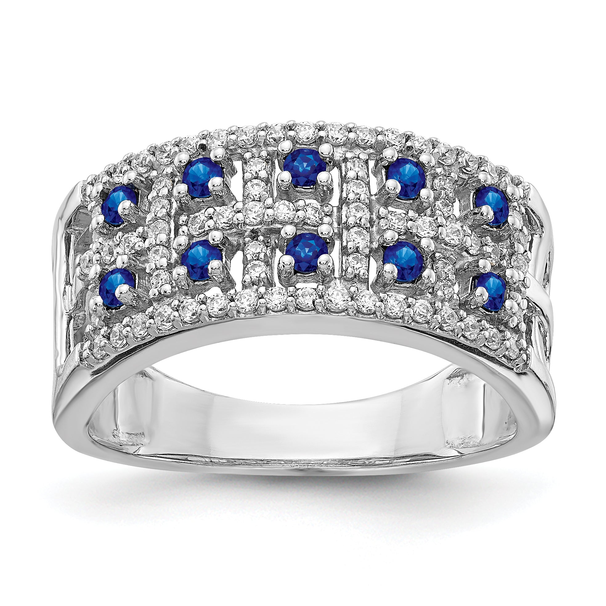 14k White Gold Diamond and Sapphire Fancy Ring Main image