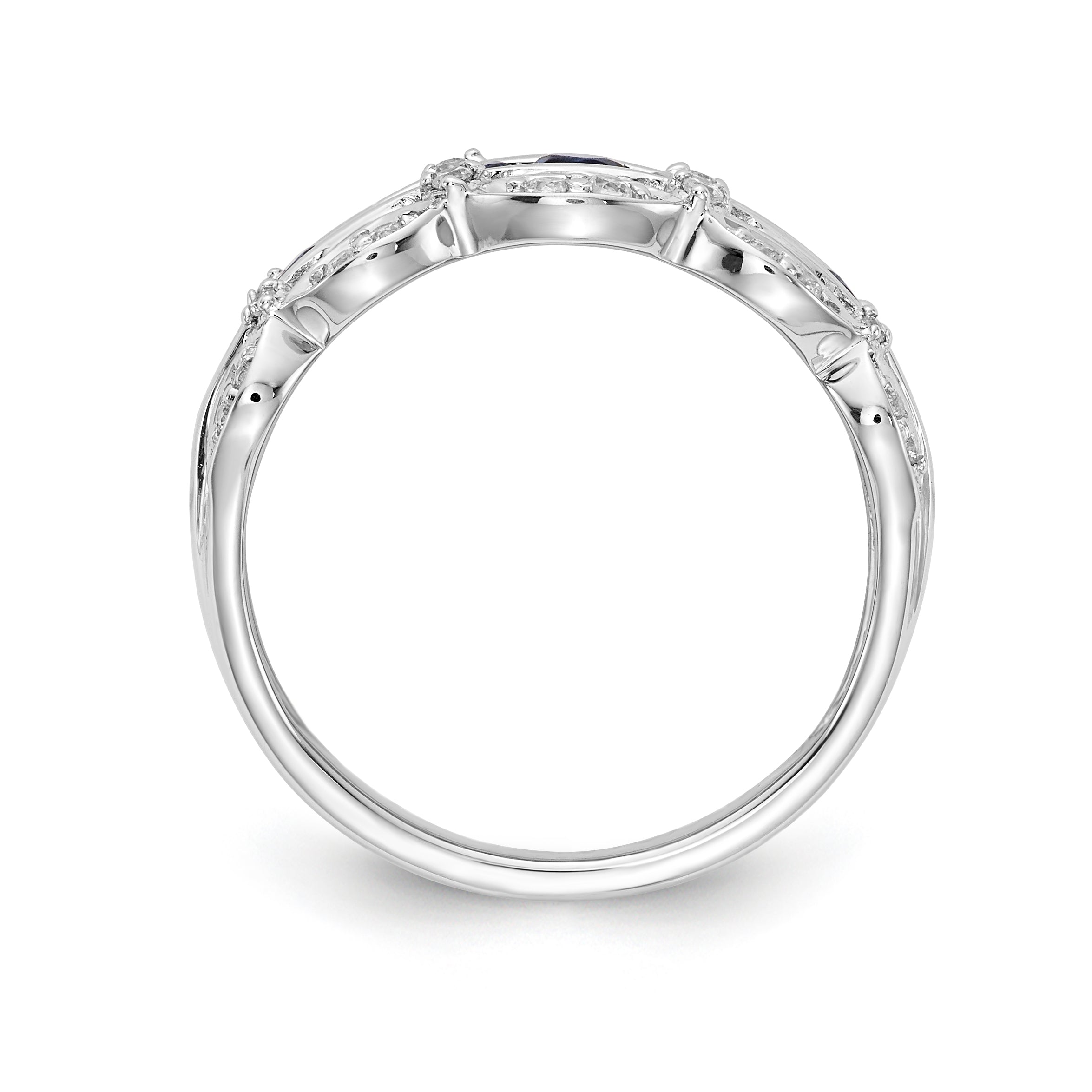 14k White Gold Diamond and Sapphire Fancy Ring Secondary image