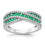 14k White Gold Diamond and Emerald Fancy Ring