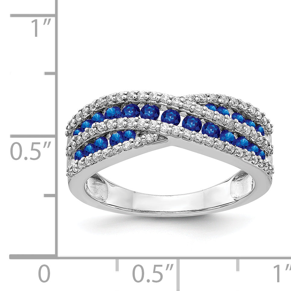 14k White Gold Diamond and Sapphire Fancy Ring Secondary image