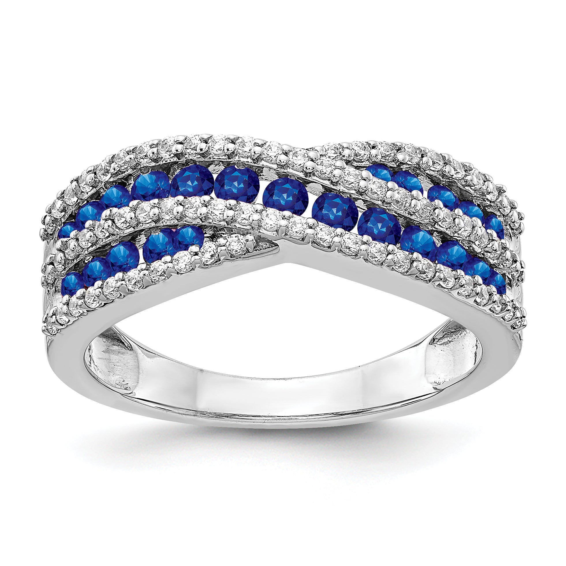 14k White Gold Diamond and Sapphire Fancy Ring Main image